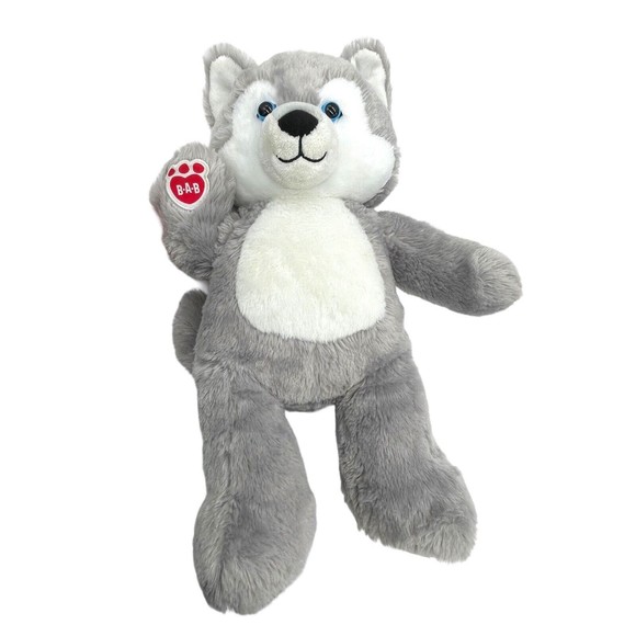 Build A Bear Great Wolf Lodge Wiley the Wolf BAB 16” Plush Stuffed Toy Blue Eyes - Picture 3 of 13